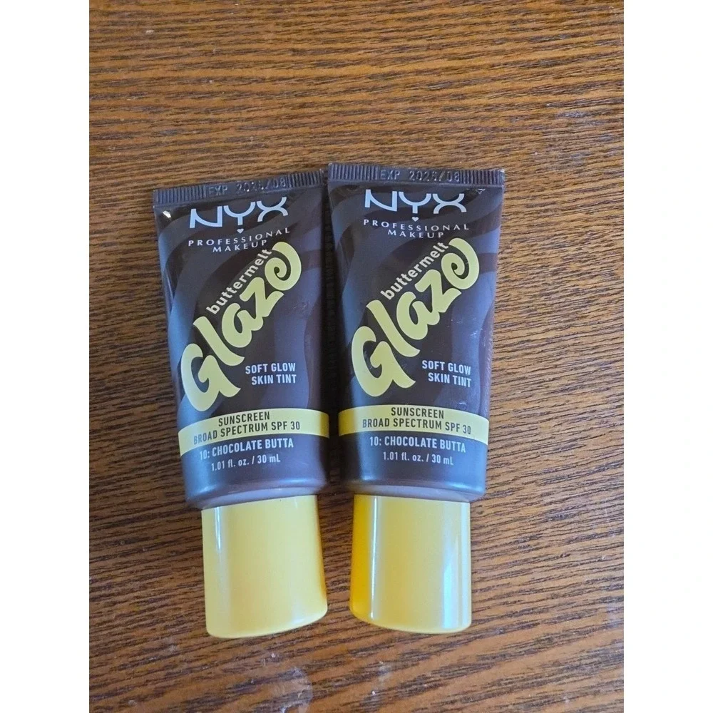 Lot Of 2  NYX Buttermelt‎ Glaze Soft Glow Skin Tint SPF 30  Chocolate Butta